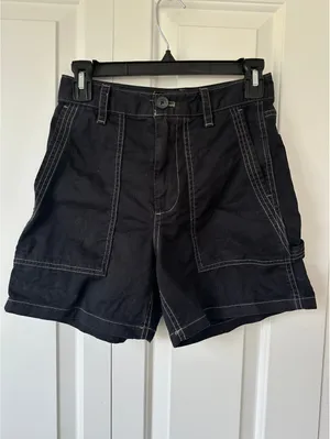 Gap Mid Rise Carpenter Shorts Denim Utility Workwear Canvas Black Size 00 thumbnail 3