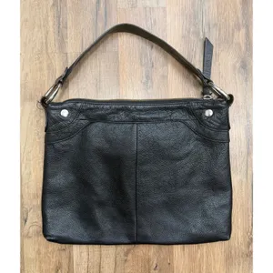 HOBO International Black Pebbled Leather Shoulder Hobo Bag Purse Zip thumbnail 3