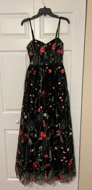 City Studios Black Floral Embroidered Prom/Formal Dress thumbnail 3