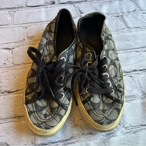 Coach Kalyn Low Top Logo Canvas Sneakers Shoes Womens 5.5 Black thumbnail 2