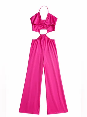 Peppermayo Causing Commotion Jumpsuit Pink Satin Cutout XS/2 thumbnail 5