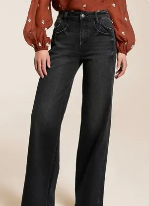 Vervet Blue by Flying Monkey Kris Straight Leg Wide Jeans Black Wash 32x30 thumbnail 1