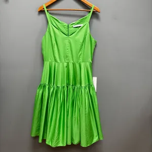 Trina Turk Bask Spaghetti Straps Scalloped Neck Midi Dress in Green 10 thumbnail 4