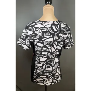 Koi Lite Scrub Top Womens M Black White Geometric V Neck Stretch 316PR thumbnail 12