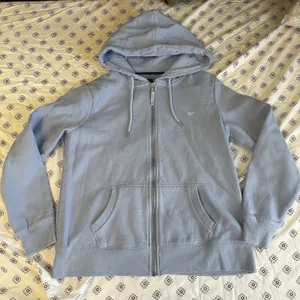 crew clothing company Women's Light Blue Zip-Up Hoodie Sweatshirt pockets string thumbnail 1