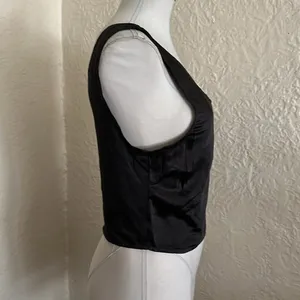 Motel Rocks Floella Asymmetrical Top Black Satin One Shoulder Tie Side NWT Medium thumbnail 8