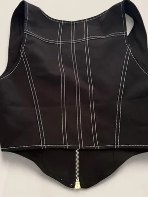 White Fox “Reservation Only” Bustier Corset Top Contrast Stitch Y2K Clubwear S thumbnail 5