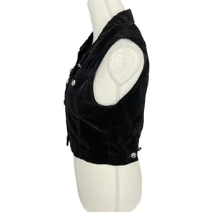 Sunbelt black velvet vest retro vintage cotton Whimsygoth witchy thumbnail 3
