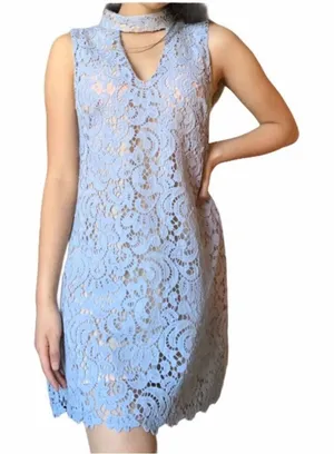 Womens Altard State Baby Blue Sassy Susan Sleeveless Lace Choker Dress - Sz M thumbnail 1