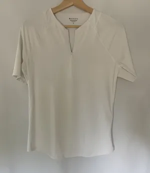 Athleta white short sleeved‎ top women's size small casual athleisure pockets thumbnail 1