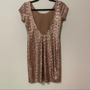 Free People Backstage Rose Gold Sequined Short Sleeve Bodycon Mini Dress Women S thumbnail 9