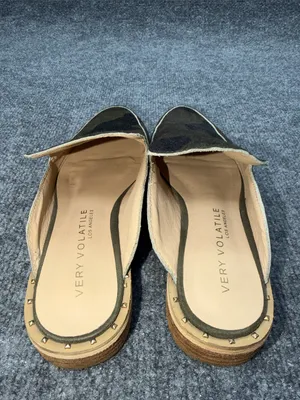 Very Volatile Camouflage Pointed Slip-On Hair Camo Mules in Olive and Black thumbnail 5