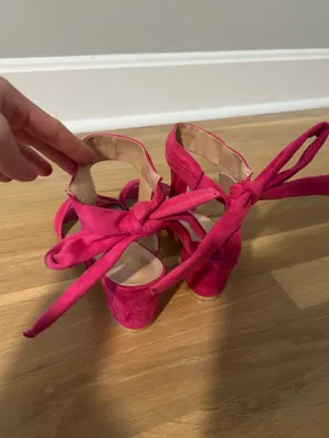Allegra K Hot Pink Suede Bow Heels thumbnail 2