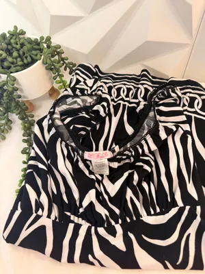 Vintage Y2K Halo Zebra Print Babydoll Top - Size S thumbnail 3