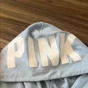 PINK Victoria's Secret Light Blue Logo Hoodie thumbnail 4