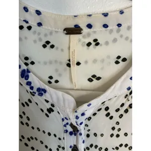 Free People Shibori Ivory‎ Print Long Sleeve Button-Up Tunic thumbnail 3
