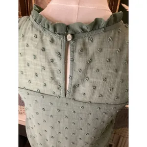 Monteau Los Angeles Sage Green Swiss Dot Ruffle Tiered Midi Dress Small thumbnail 4