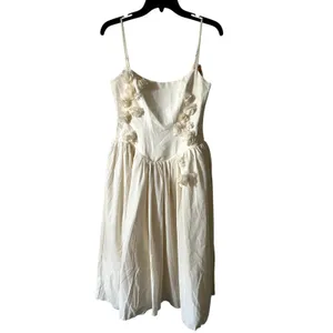 Oh Polly Floral Appliqué Midi Dress in Ivory Size 6 New thumbnail 3