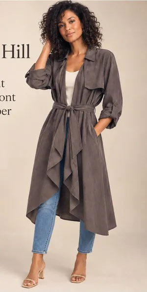 Garnet Hill Silk Linen Lightweight Draped Front Long Topper Coat Size 6 thumbnail 1