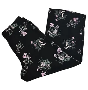 Ann Taylor Women's Black Floral High-Waisted Wide-Leg Cropped Pants size 4 thumbnail 1