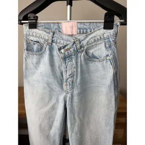 Revice Denim Venus Asymmetrical Crossover High Rise Straight Leg Jeans 27 Light thumbnail 6