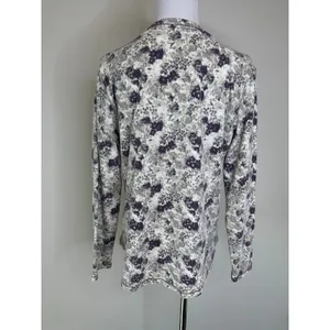 Northcrest Floral Thermal Lace Trim Henley Shirt Sz Large thumbnail 2
