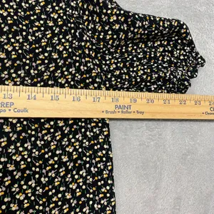 Madewell Top Womens Small Black Floral Print Tiered Ruffle Sleeve Cottage Button thumbnail 7