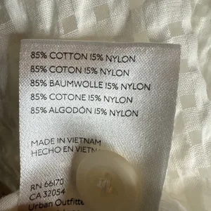 Maeve Anthropologie M White Gingham Seersucker Button-Front Long Puff Sleeve thumbnail 11