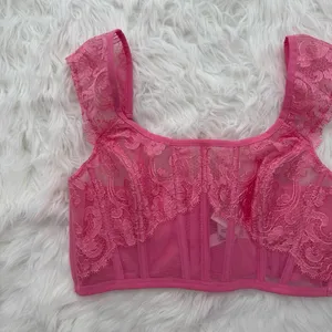 Victoria’s Secret Dream Angels Boho Floral Embroidery Corset Top Tickled Pink L thumbnail 3
