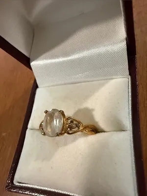 Vintage Victorian-Inspired 14K HGE Ring with Oval Moonstone Size 7 1/2 thumbnail 3