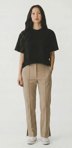 Topshop Beige Tailored Trousers Side Slit Detail Chic Modern Minimalist 4 NWT thumbnail 1