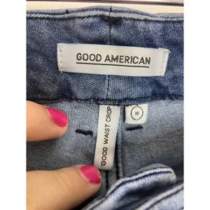 Good American Good Waist Crop Jeans Womens 18 Blue Excellent Distressed Skinny thumbnail 2