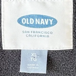 Old Navy Puffer Vest Grey Herringbone Tweed Wool Blend Fleece XL Funnel Neck thumbnail 6