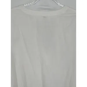 EN CRÈME Blouse‎ Women Medium White Navy Blue Embroidered Crochet Hem V-Neck thumbnail 10