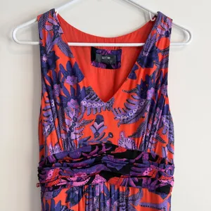 Maeve Anthropologie Macie Maxi Dress Women's 4 Purple Floral Print Orange Belt thumbnail 3