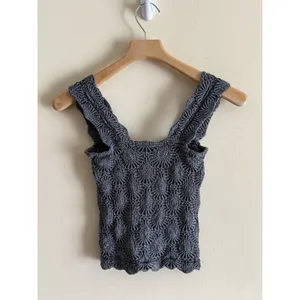 Free People Intimately Gray Love Letter Tank Top Sz M/L Square Neck Textured thumbnail 3