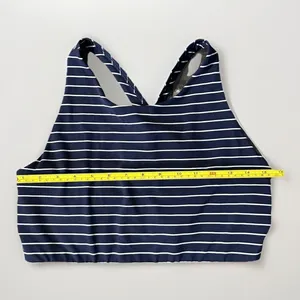 Athleta Blue & White Stripe High Neck Sports Bra Powervita Cutout Racerback XL thumbnail 5