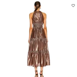 A.L.C. Elara Metallic Silk Halter Maxi Dress Bitter Chocolate 14 wedding guest thumbnail 14