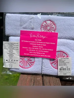 Lilly Pulitzer White/Pink Casual Activewear Set Wristbands:2 Headband:1|1 Size thumbnail 5