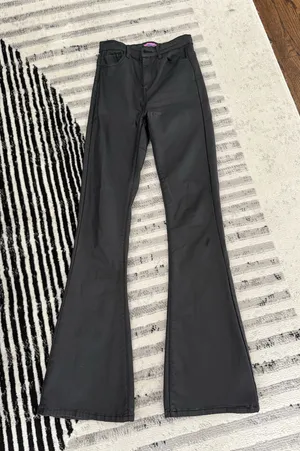 Edikted Leather Flare Pants thumbnail 1