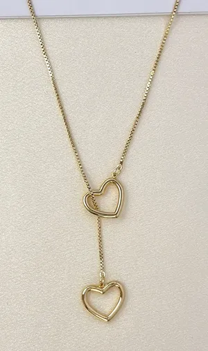Double Love Heart Pendant Necklace for Women Hollow Designs thumbnail 1