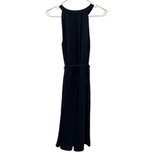 Ann Taylor Halter Midi Dress Keyhole Neckline Navy Small NEW #734 thumbnail 10