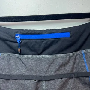 Lululemon 3" Speed Up Shorts Heathered Black / Black / Lakeside Blue Pocket Sz 4 thumbnail 7