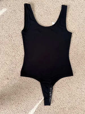 Madewell NWT Black Ribbed Scoop Neck‎ Sleeveless Bodysuit Size Small thumbnail 4