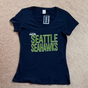 NFL Seattle Seahawks Navy and Green Women's Short Sleeve Tee thumbnail 1