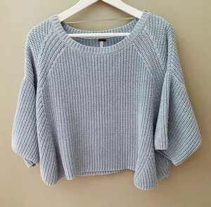 Free People Knit Sweater Blue Sz Small thumbnail 2