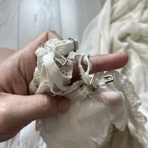 Abercrombie & Fitch Dress sheer chiffon midi womens Cream (large) boho feminine thumbnail 8