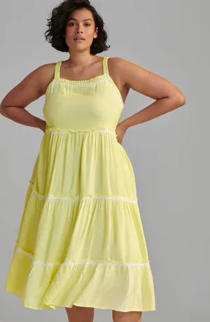 SATURDAY SUNDAY by Anthropologie Yellow Sleeveless Maxi Dress Size XL thumbnail 1