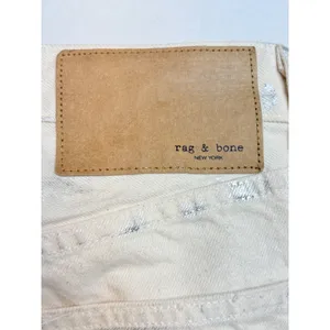 Rag & Bone Maya High Rise Ankle Slim‎ Jeans 25 Cream Silver Metallic Moonshine thumbnail 13