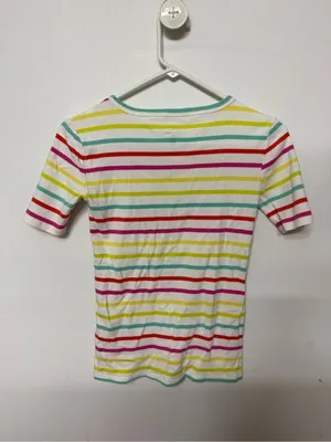 J. Crew Women’s White Multi-Stripe Short Sleeve Tee thumbnail 4